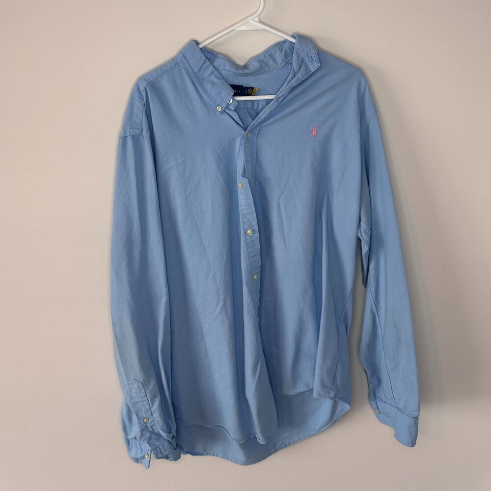 Polo Ralph Lauren Blue Label Light Blue Button Down Shirt Men’s XL | Pink Pony